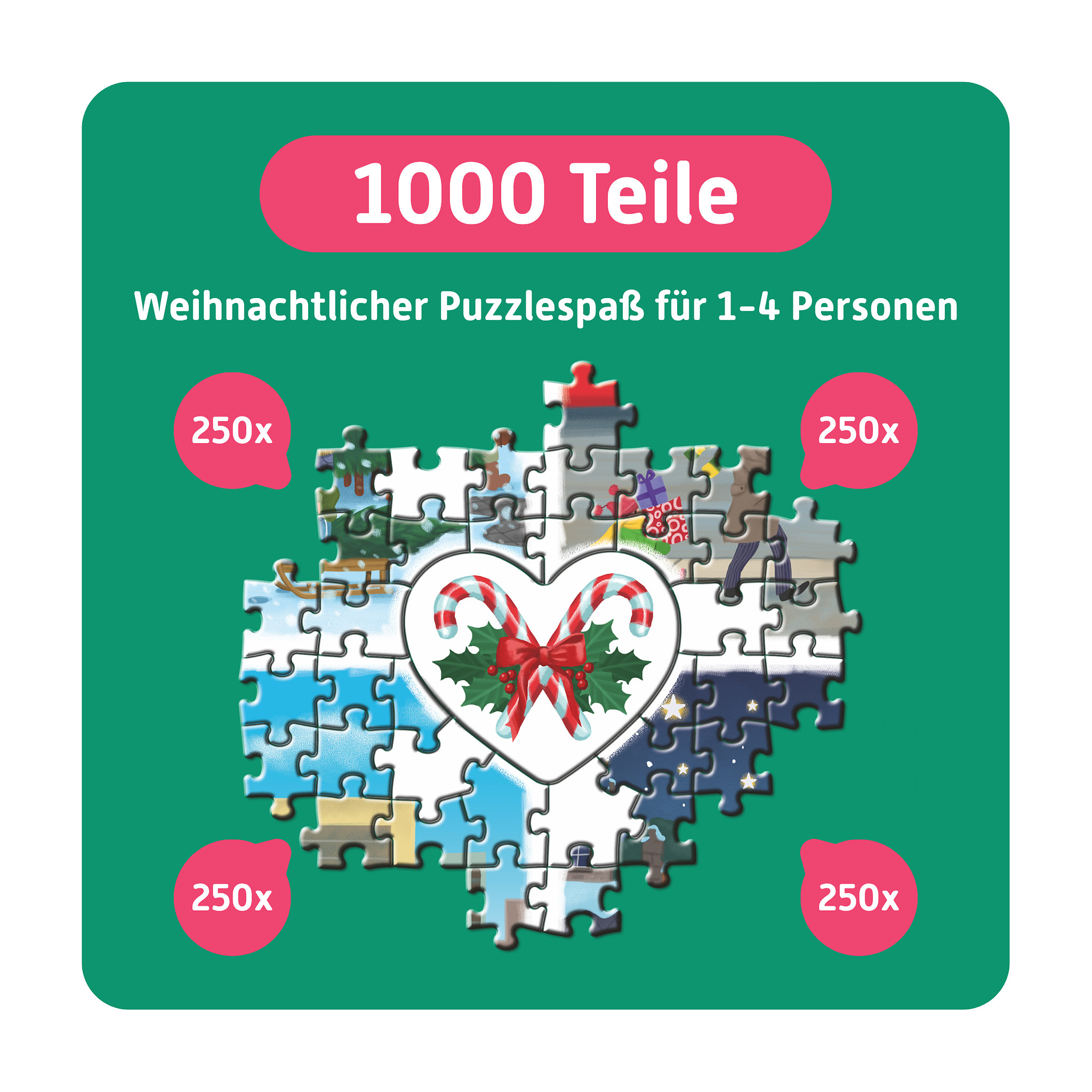 TEAMPUZZLE Puzzle-Adventskalender Weihnachtsstädte, 1000 Teile