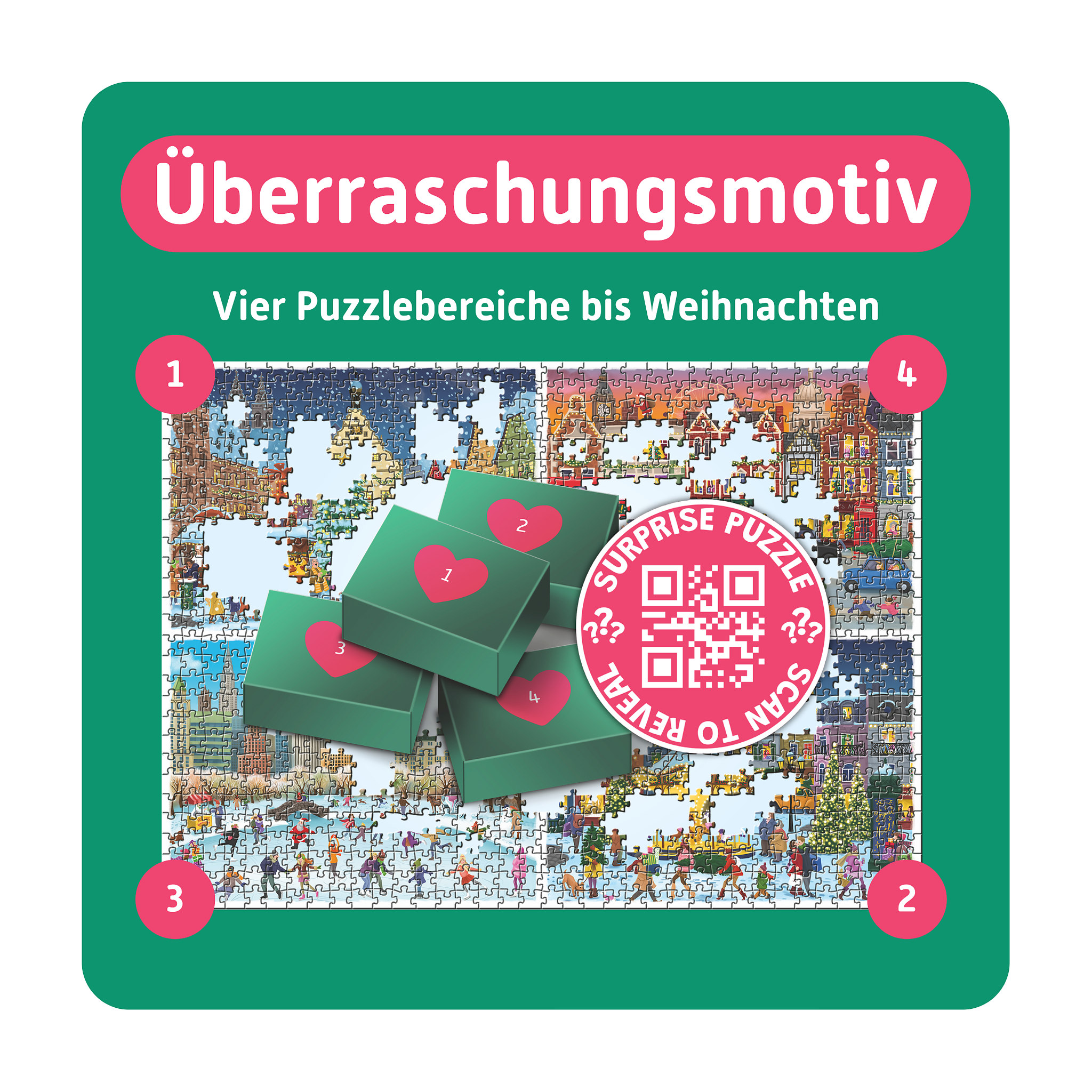 TEAMPUZZLE Puzzle-Adventskalender Weihnachtsstädte, 1000 Teile