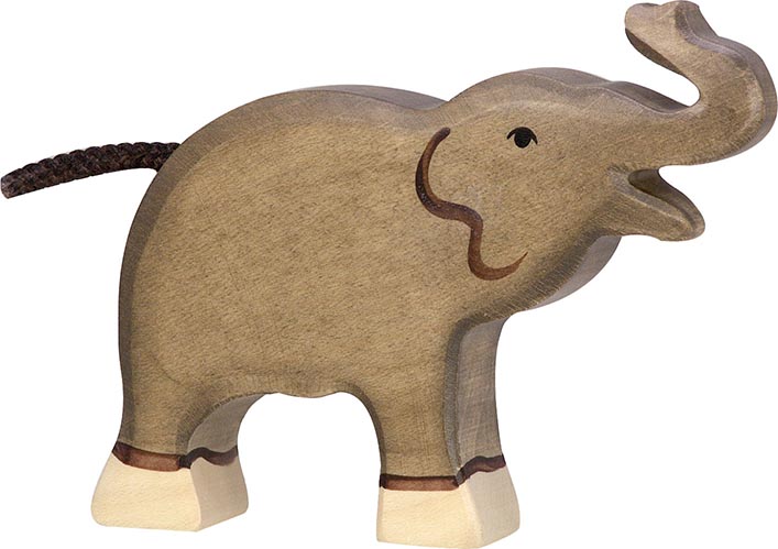 Holztiger Elefant klein Rüssel hoch