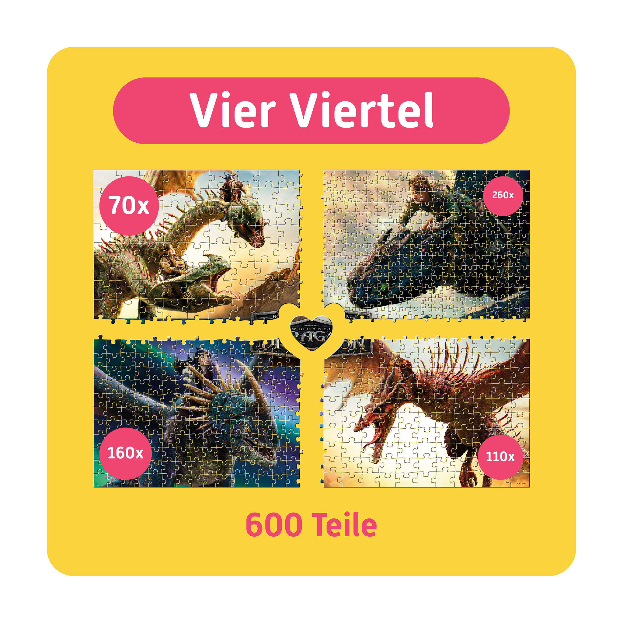 TEAMPUZZLE Drachenzähmen leicht gemacht, 600 Teile