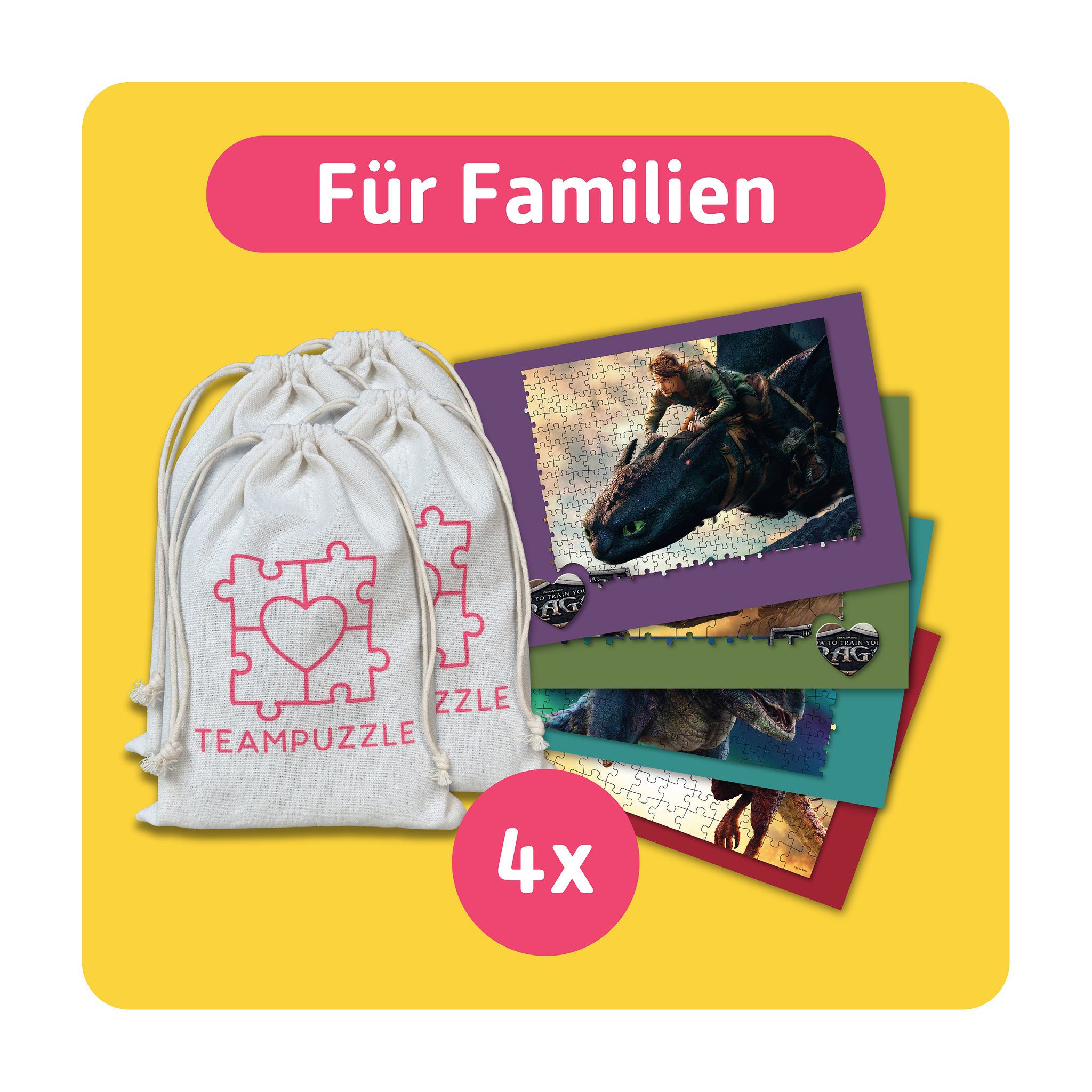 TEAMPUZZLE Drachenzähmen leicht gemacht, 600 Teile