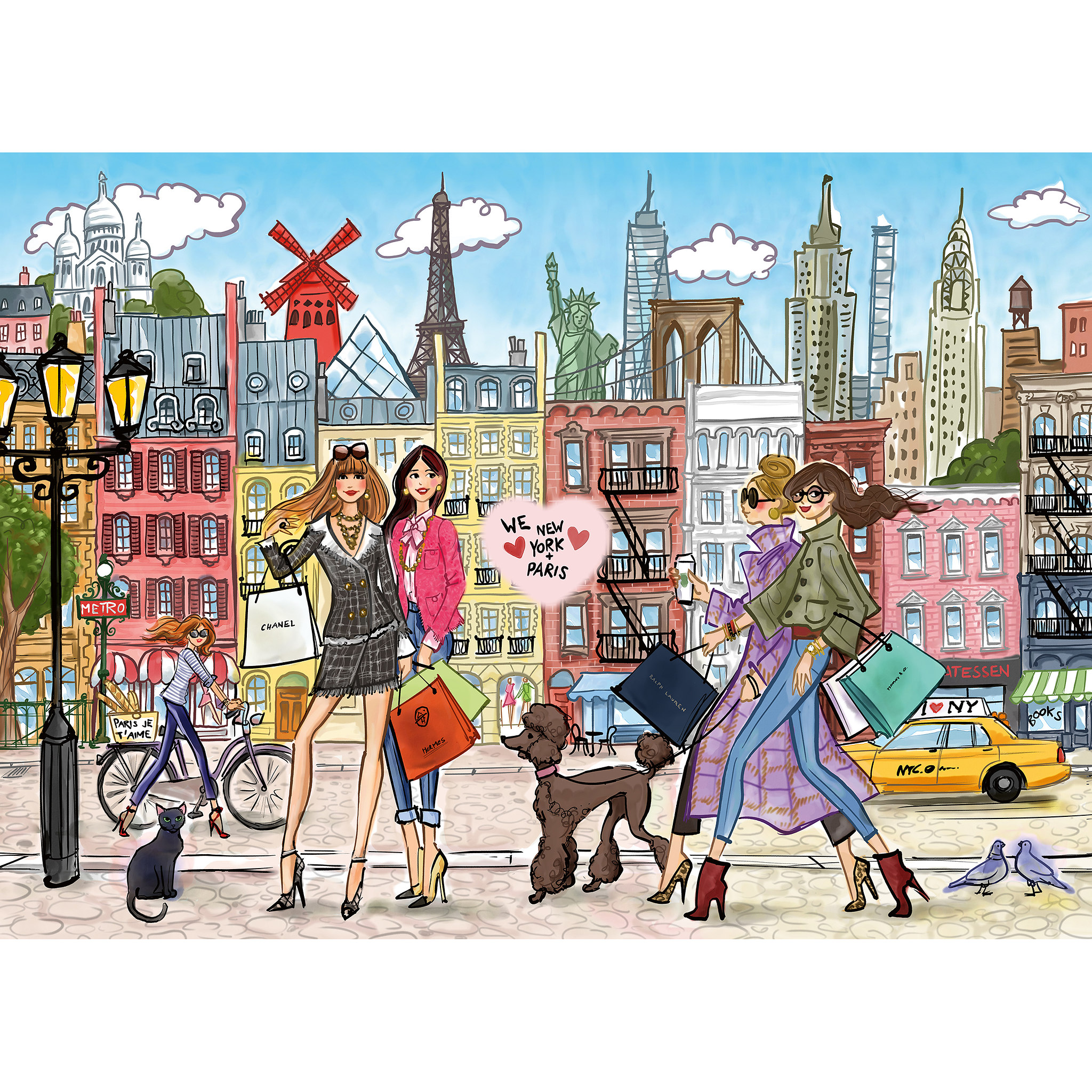 TEAMPUZZLE Paris x New York, 1000 Teile