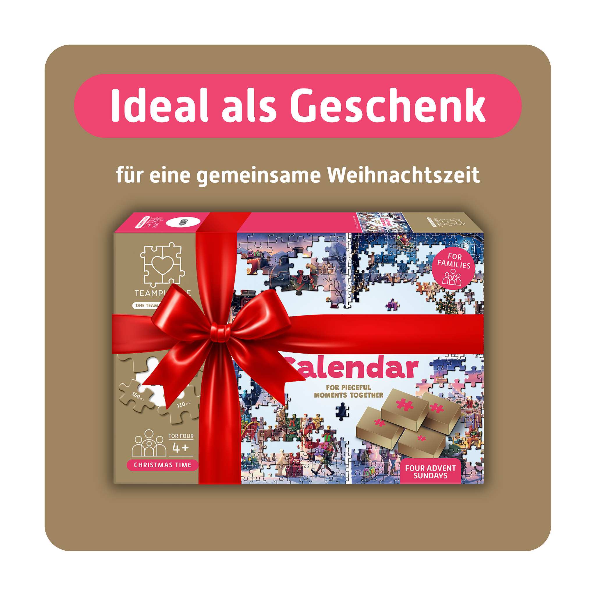 TEAMPUZZLE Puzzle-Adventskalender Winterwunderland, 600 Teile