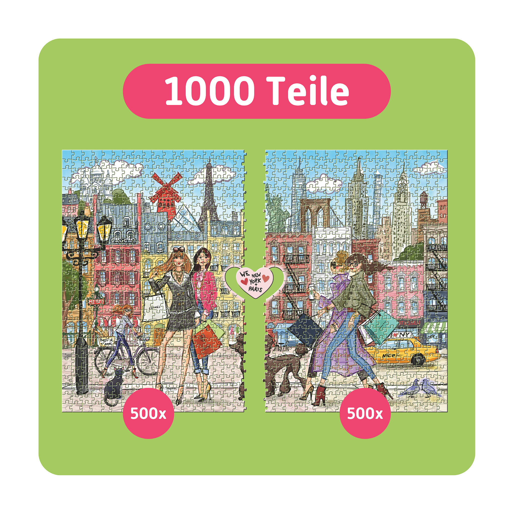 TEAMPUZZLE Paris x New York, 1000 Teile