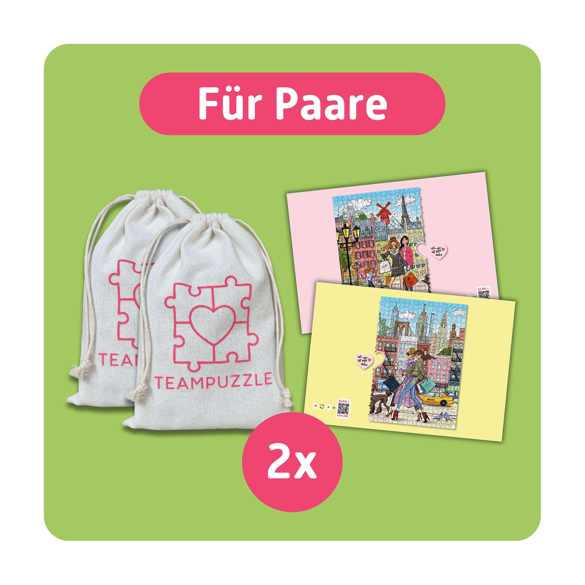 TEAMPUZZLE Paris x New York, 1000 Teile