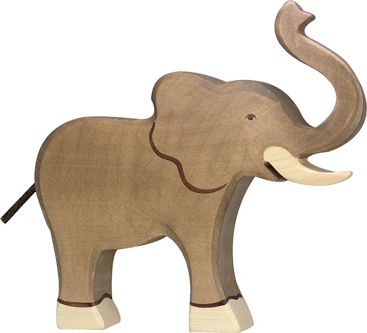 Holztiger Elefant Rüssel hoch